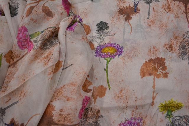 Crystal Clear Floral Printed Chiffon Fabric By The Yard