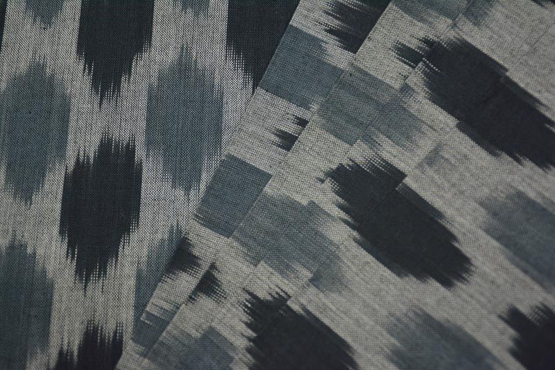 Grey And Black Ikat Fabric By The Yard