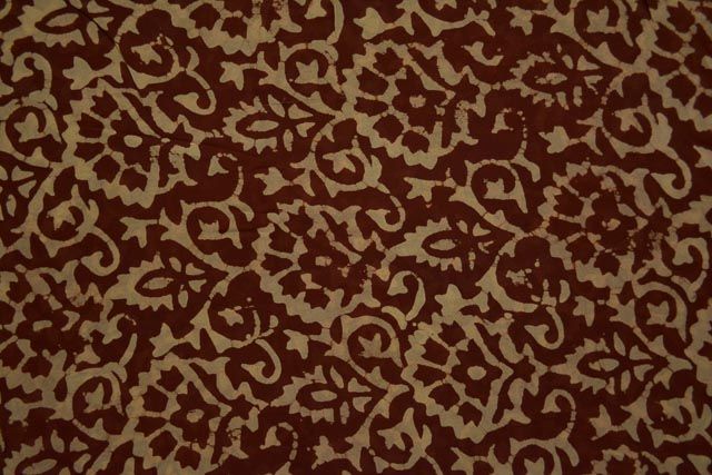 Madder Brown Floral Block Printed Georgette Fabric
