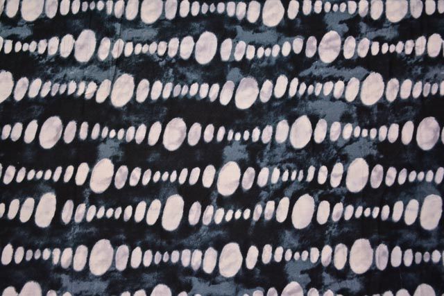 Blackish Grey And White Circle Print Fine Rayon Fabric