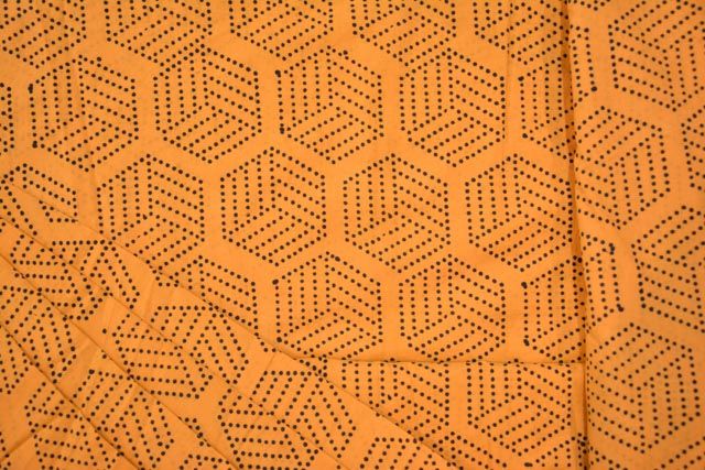 Dark Yellow And Black Dotted Block Print Cotton Fabric By The Yard