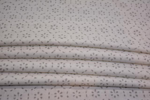 Elegant Grey Floral Cotton Fabric 