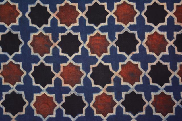 Geometric Block Print Ajrakh Fabric