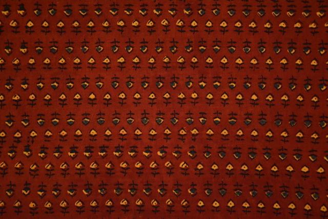 Ajrakh Red Floral Fabric