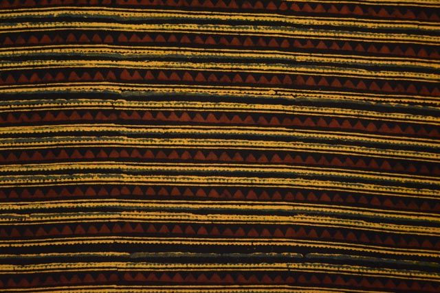 Triangle Print Striped Cotton Ajrakh Fabric