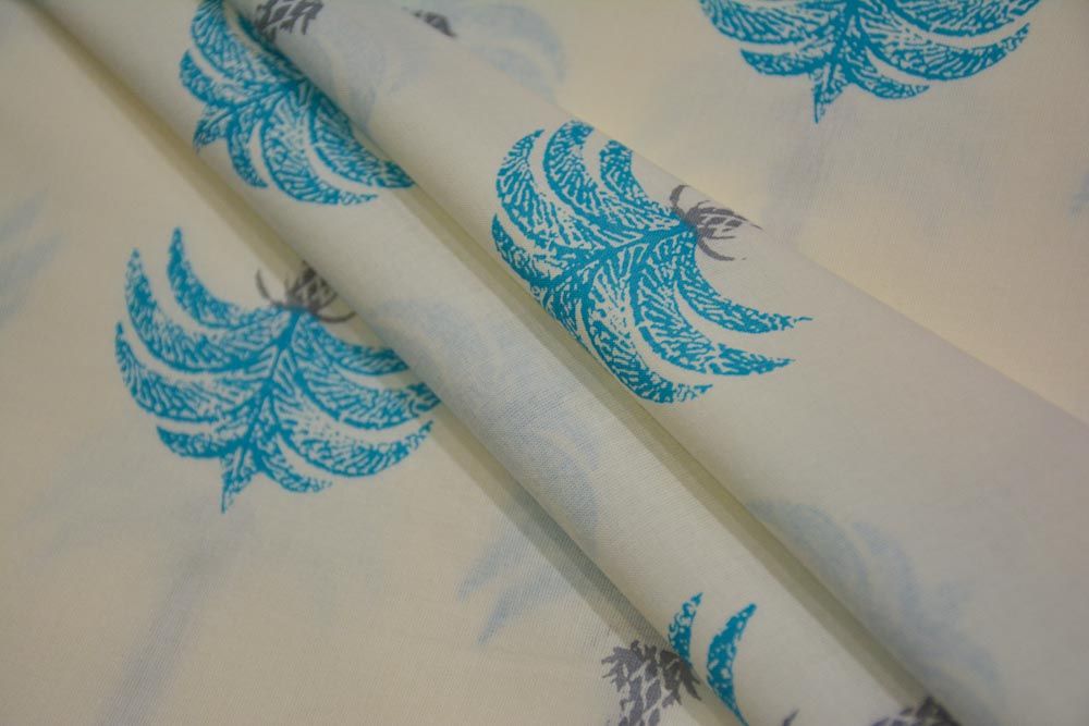 Blue Tree Printed Cotton Fabric 