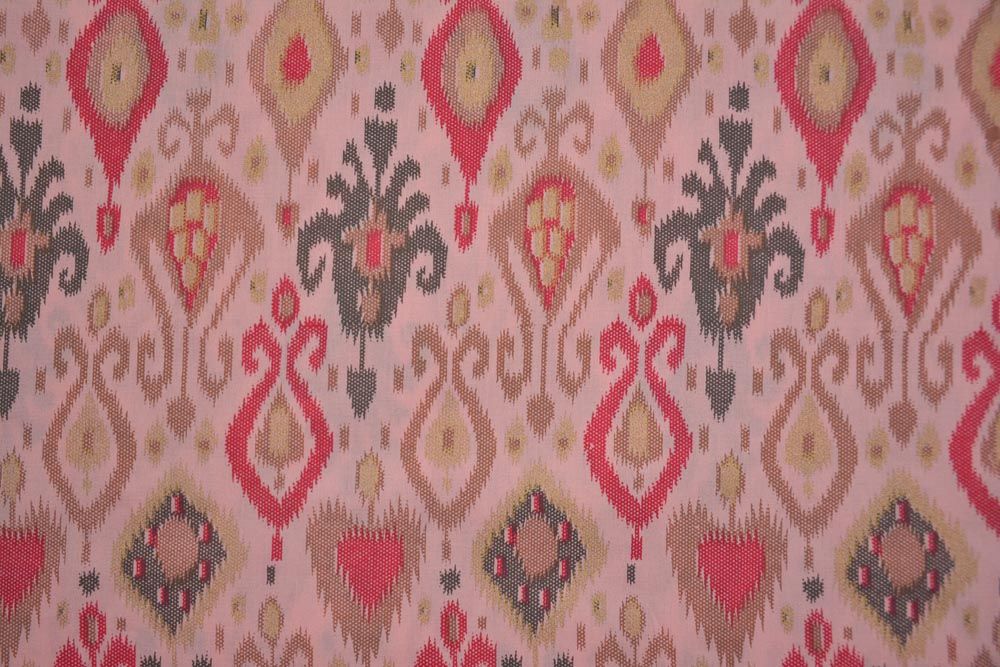 Pink Ikat Printed Cotton Fabric 