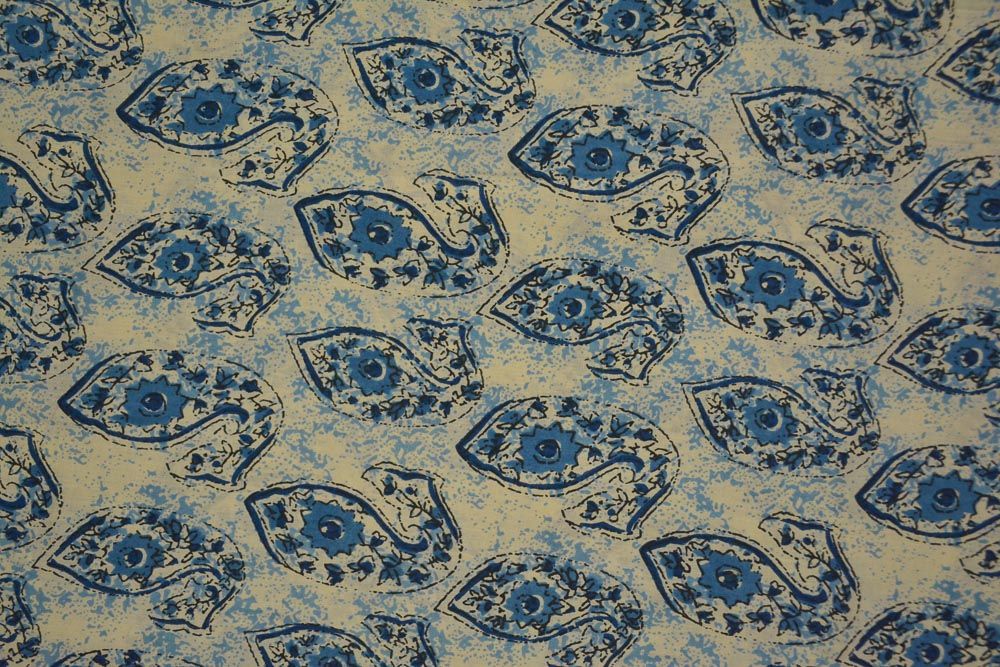 Blue Fish Printed Cotton Fabric 