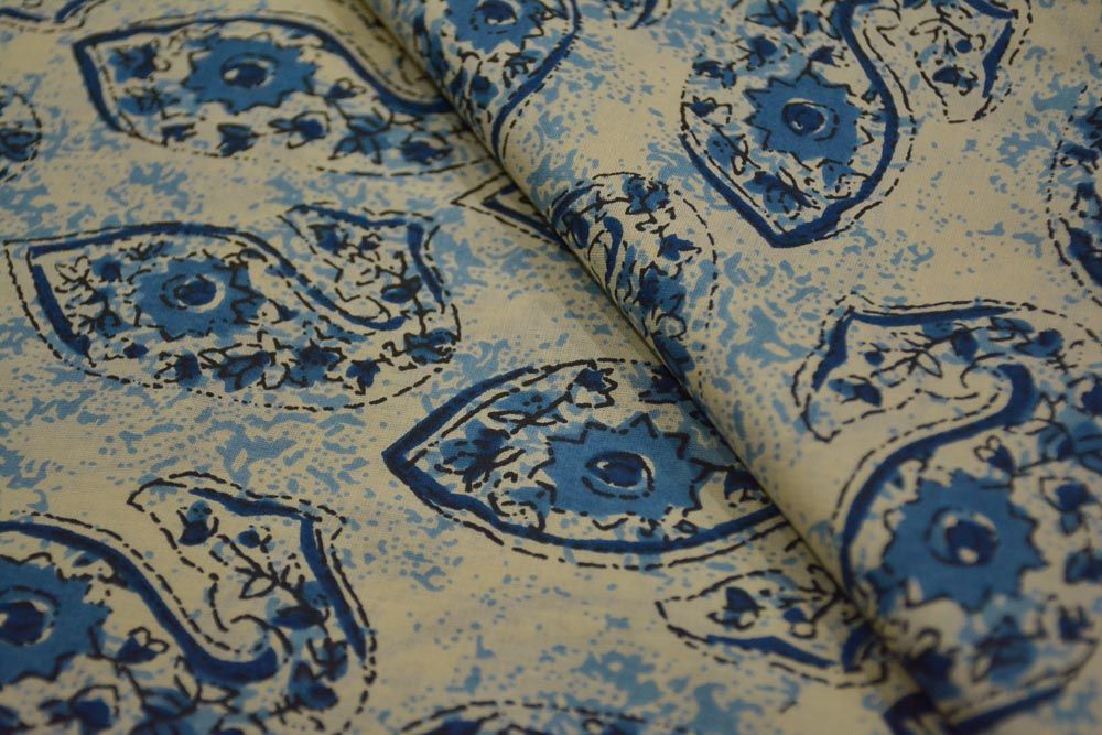 Blue Fish Printed Cotton Fabric 