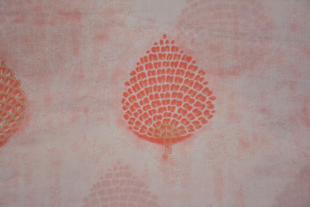 Peach Leaf Printed Cotton Fabric 