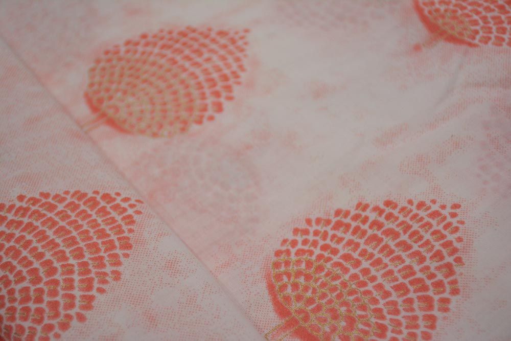 Peach Leaf Printed Cotton Fabric 