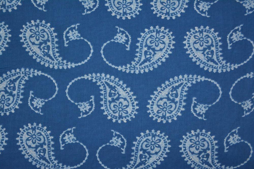 Blue Paisley Printed Cotton Fabric 