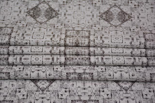 Brown Square Digital Print Cotton Satin Fabric