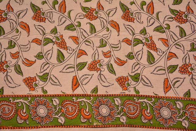 Leaf Block Printed Kalamkari Fabric