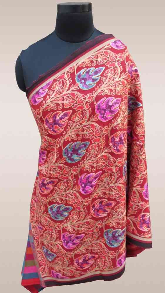 Fully Embroidered Red Indian Scarves Online