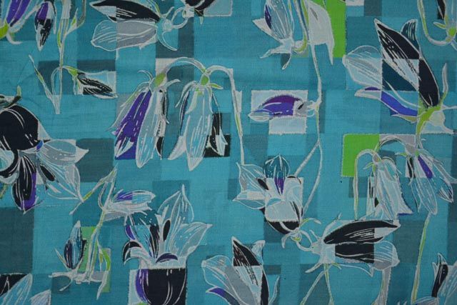 Turquoise Floral Digital Print Cotton Fabric
