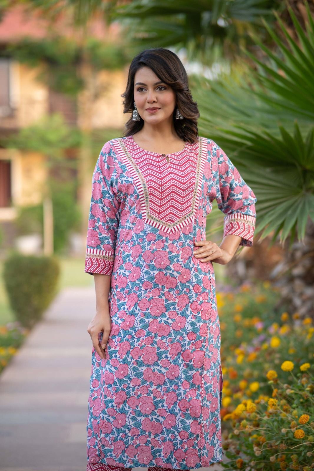 Pink Floralkurta 