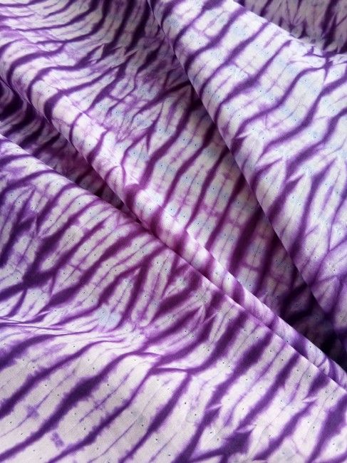 Purple And White Mulmul Shibori Print Fabric