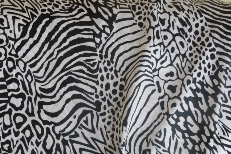 Black And White  Polyester Satin Fabric