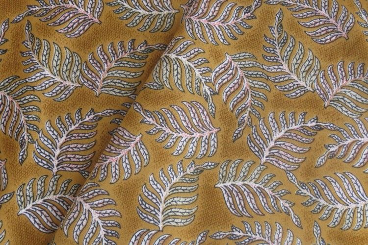 Sand Brown Leaf  Polyester Fabric
