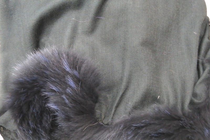 Jet Black Fur Cashmere Wool Scarf