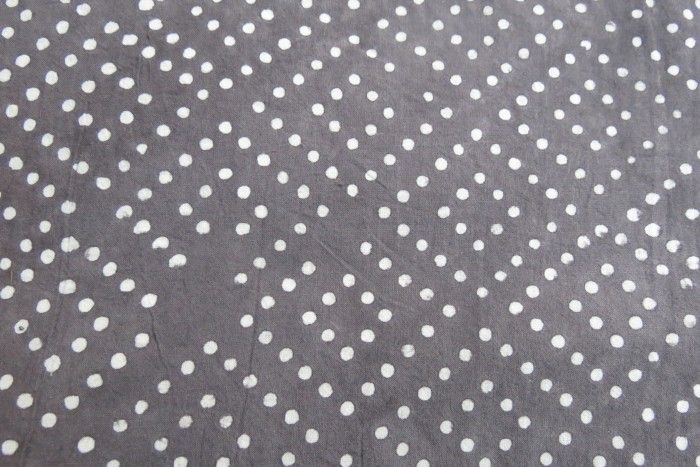 Grey White Diamond Dots Indian Cotton Fabric