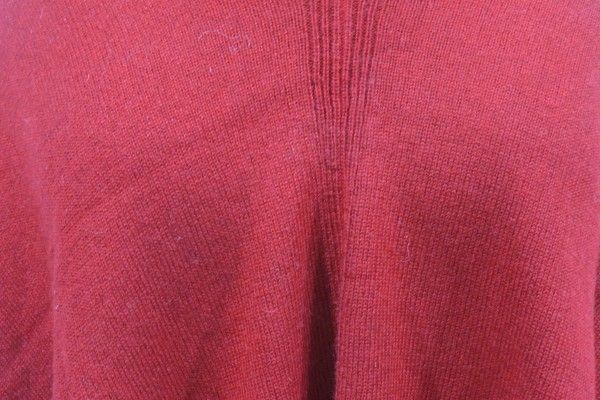 Bright Red Kashmir Wool Poncho 