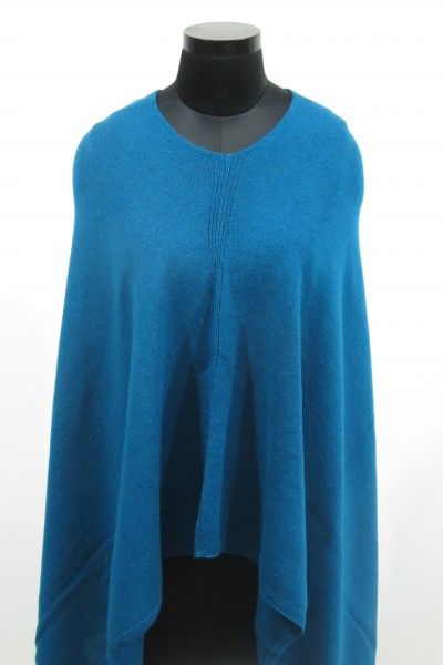 Soothing Sapphire Kashmir Wool Poncho 