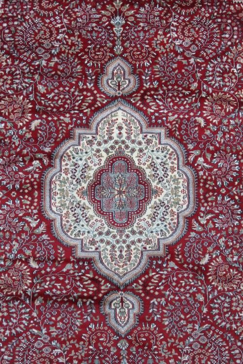 Antique Red Cream Hand Knotted Wool Rugs
