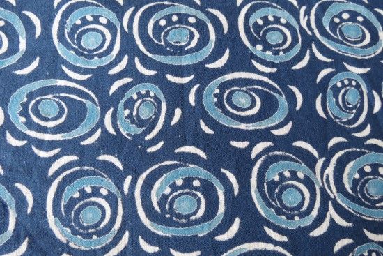 Blue Indian Block Print Fabric 