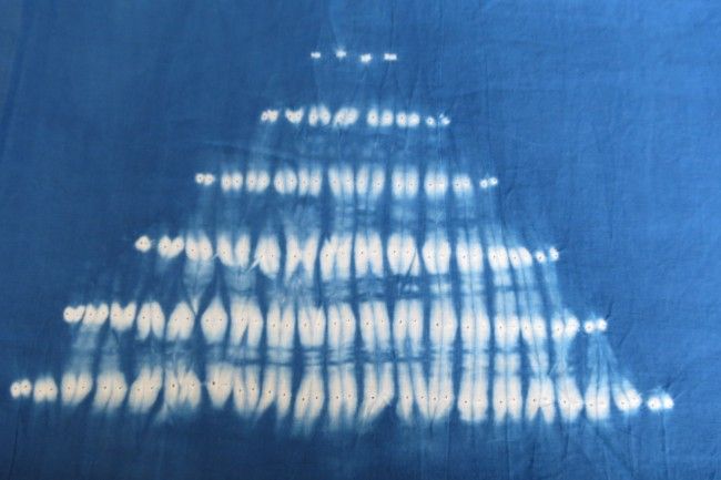 White And Blue Shibori Print Mulmul Fabric