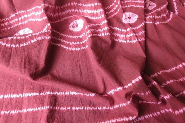 Maroon Batik Shibori Print Cotton Fabric