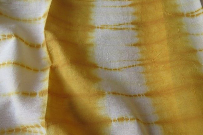 Yellow And White Mulmul Batik Fabric By The Yard