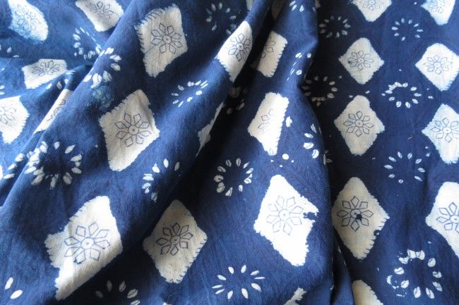 Indigo Floral Cotton Fabric By The Yard