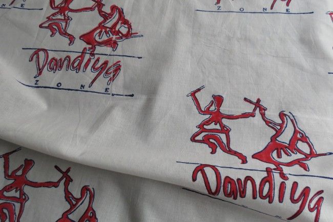Red And White Dandiya Print Cotton Fabric By The Yard