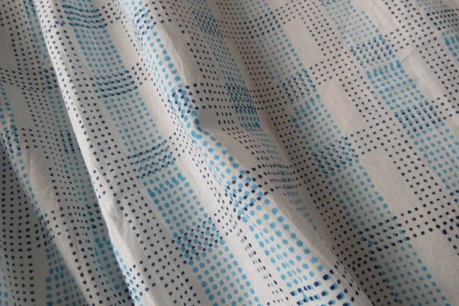 Blue Dotted Block Print Cotton Fabric By The Yard