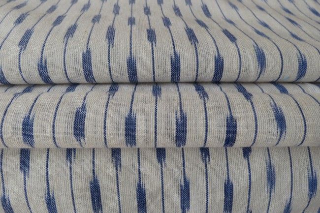 White And Blue Ikat Fabric By The Yard