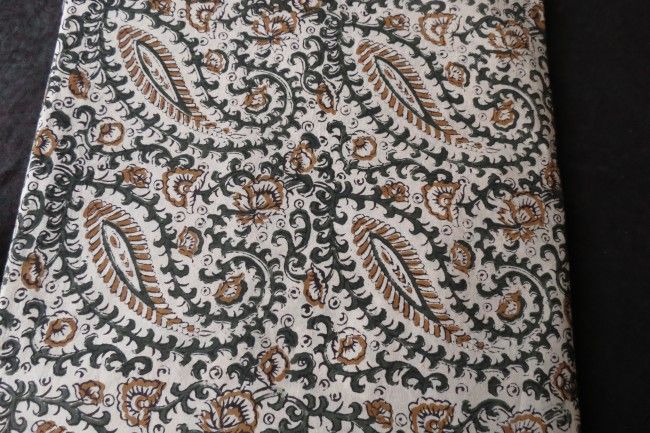 Green And Black  Cotton Paisley Print Fabric