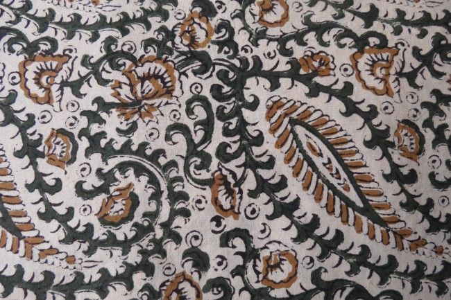 Green And Black  Cotton Paisley Print Fabric