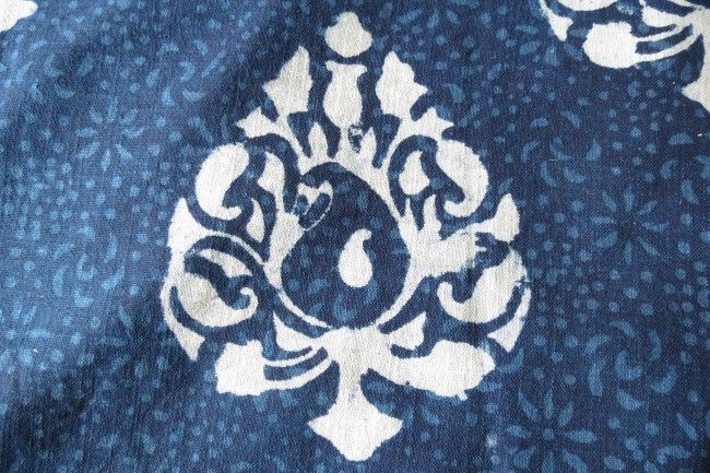 Indigo And White Upholstery Khari Cotton Fabric