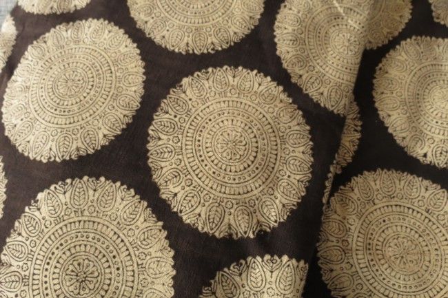 Black And Cream Upholstery Khari  Cotton Fabric