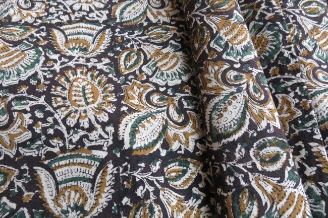Black And Brown Upholstery Khari Cotton Fabric