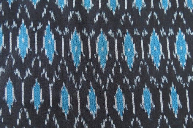 Black And Blue Ikat Fabric By The Yard