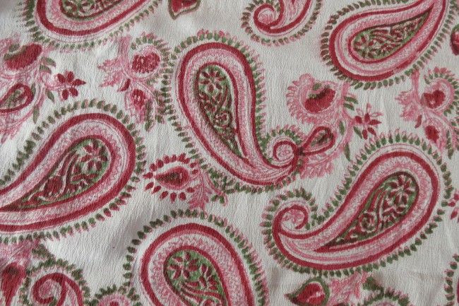 Pink Paisley Pure Silk Fabric By The Yard