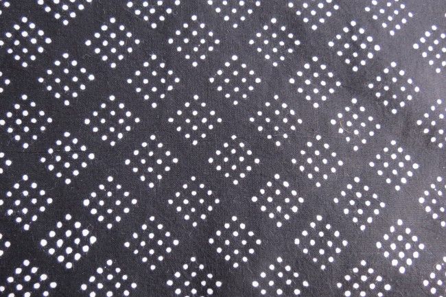 Black And White Dotted Block Print Cotton Fabric