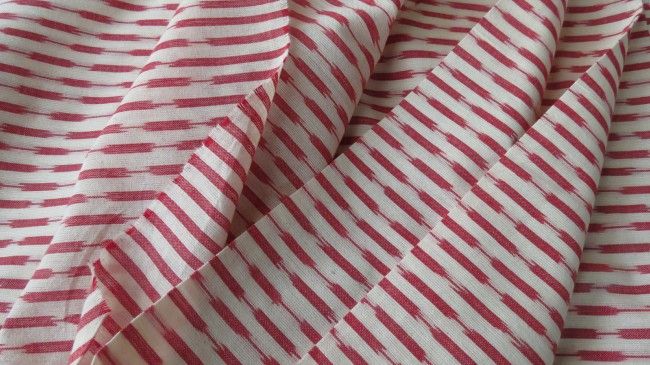 White And Red Ikat Fabric By The Yard