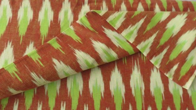 Green And Brown Ikat Fabric By The Yard