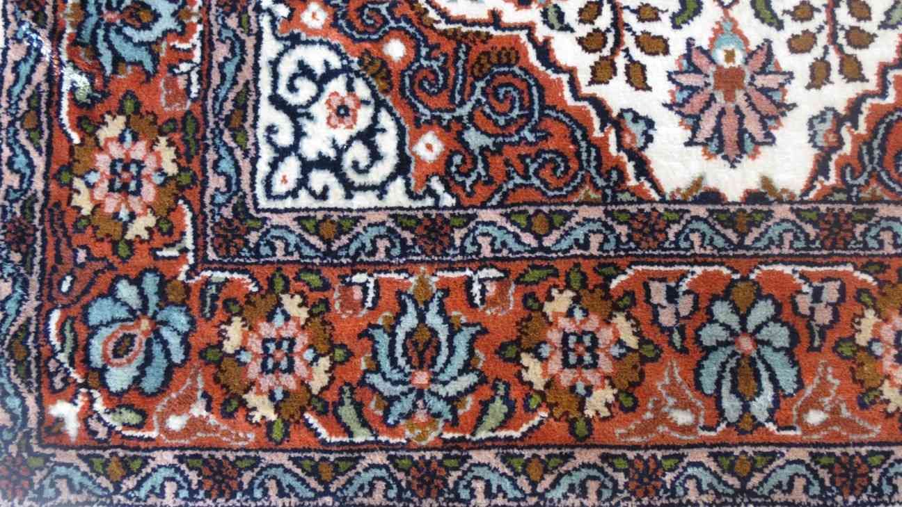 Kashmir Pure Silk Cream Persian Rug