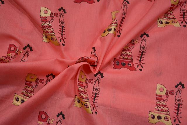 Light Pink Print Indian Cotton Fabric