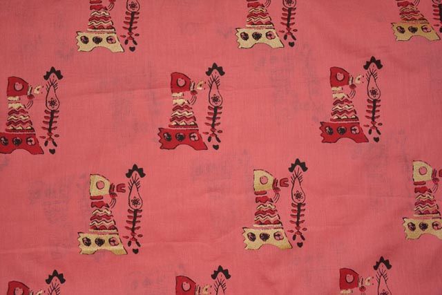 Light Pink Print Indian Cotton Fabric